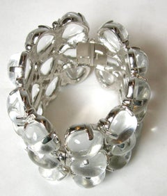 Kenneth Jay Lane Clear Lucite Bubble Cuff Bracelet