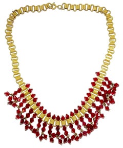 Czech Vintage Red Drop Necklace, 1930s