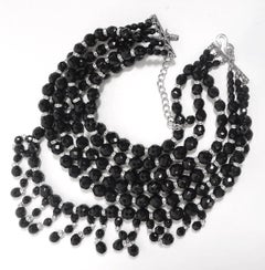 Signed Kenneth Jay Lane KJL Multi-6-Strand Bib Necklace