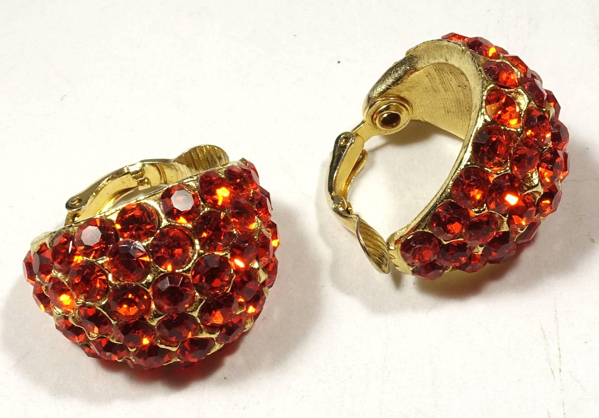 orange rhinestone earrings