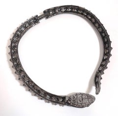 Signed Kenneth Jay Lane Topaz Crystals Snake Necklace