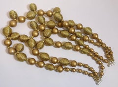 Signed Kenneth Jay Lane Multi-3-Strand Faux Gold Necklace
