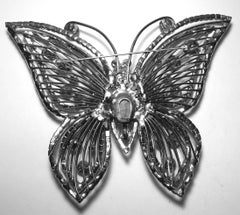 Signed Kenneth Jay Lane Green Crystal Camellia Brooch