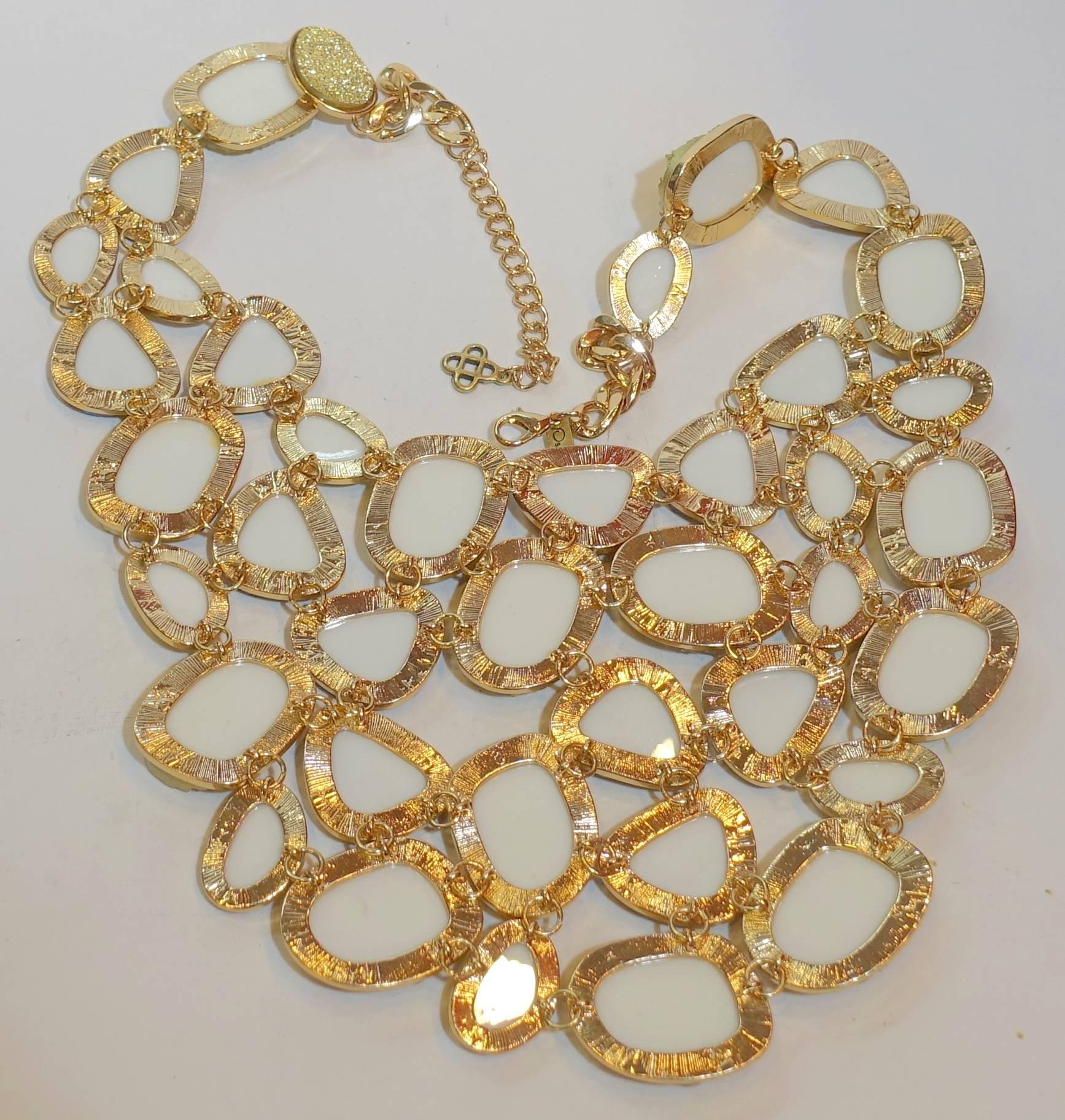 Women's Oscar De La Renta Crystallized Disk Bib Necklace