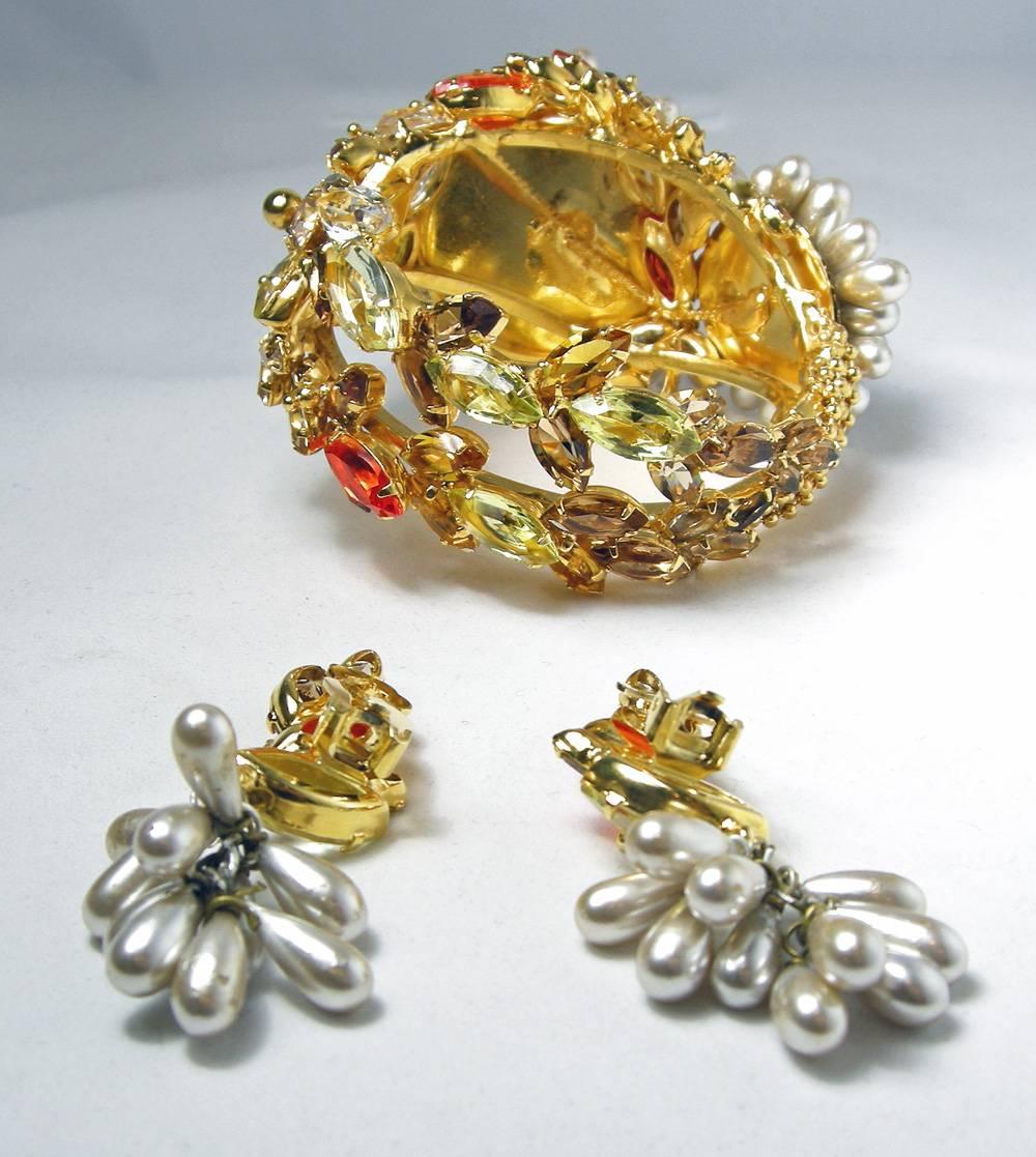 Women's Robert Sorrell One-of-a-Kind Chrysanthemum Cuff Bracelet and Earrings