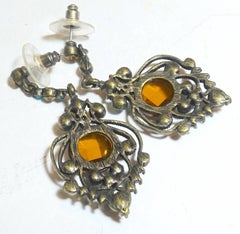 Vintage Multi Color Antique Style Dangling Pierced Earrings