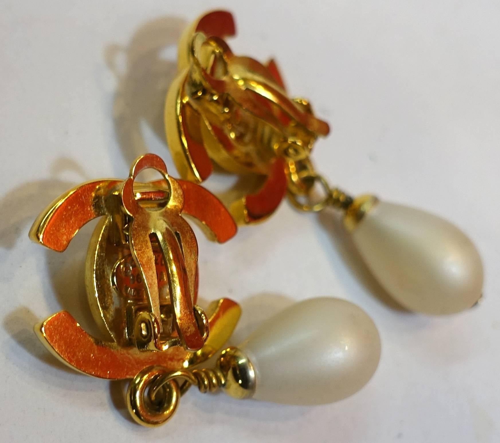 chanel double pearl earrings
