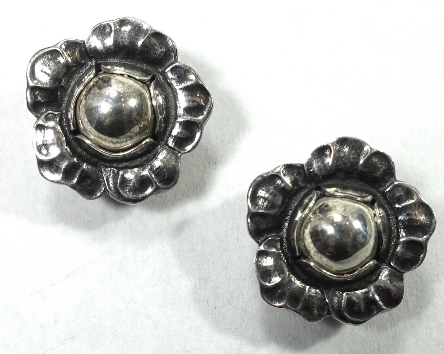 Georg Jensen Vintage Sterling Silver Earrings, 2002  In Excellent Condition For Sale In New York, NY