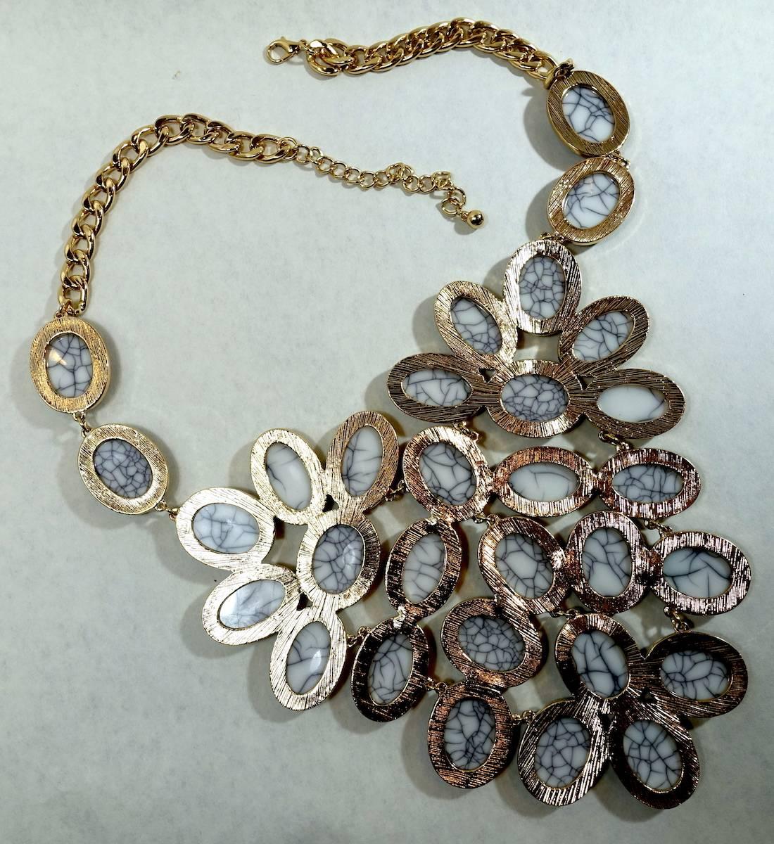 Women's Dichotic Stone Huge Bib Necklace For Sale