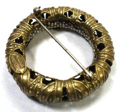 Vintage 1950s Signed Miriam Haskell Faux Pearl Circle Brooch