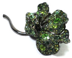 Kenneth Jay Lane Green Camellia Flower Brooch
