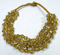 Art Deco Vintage Czech Glass Handmade Silk Thread Four Strand Necklace