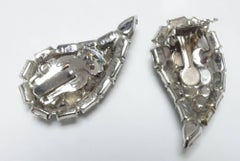 Vintage 60s Teardrop Faux Emerald and Rhinestone Earrings