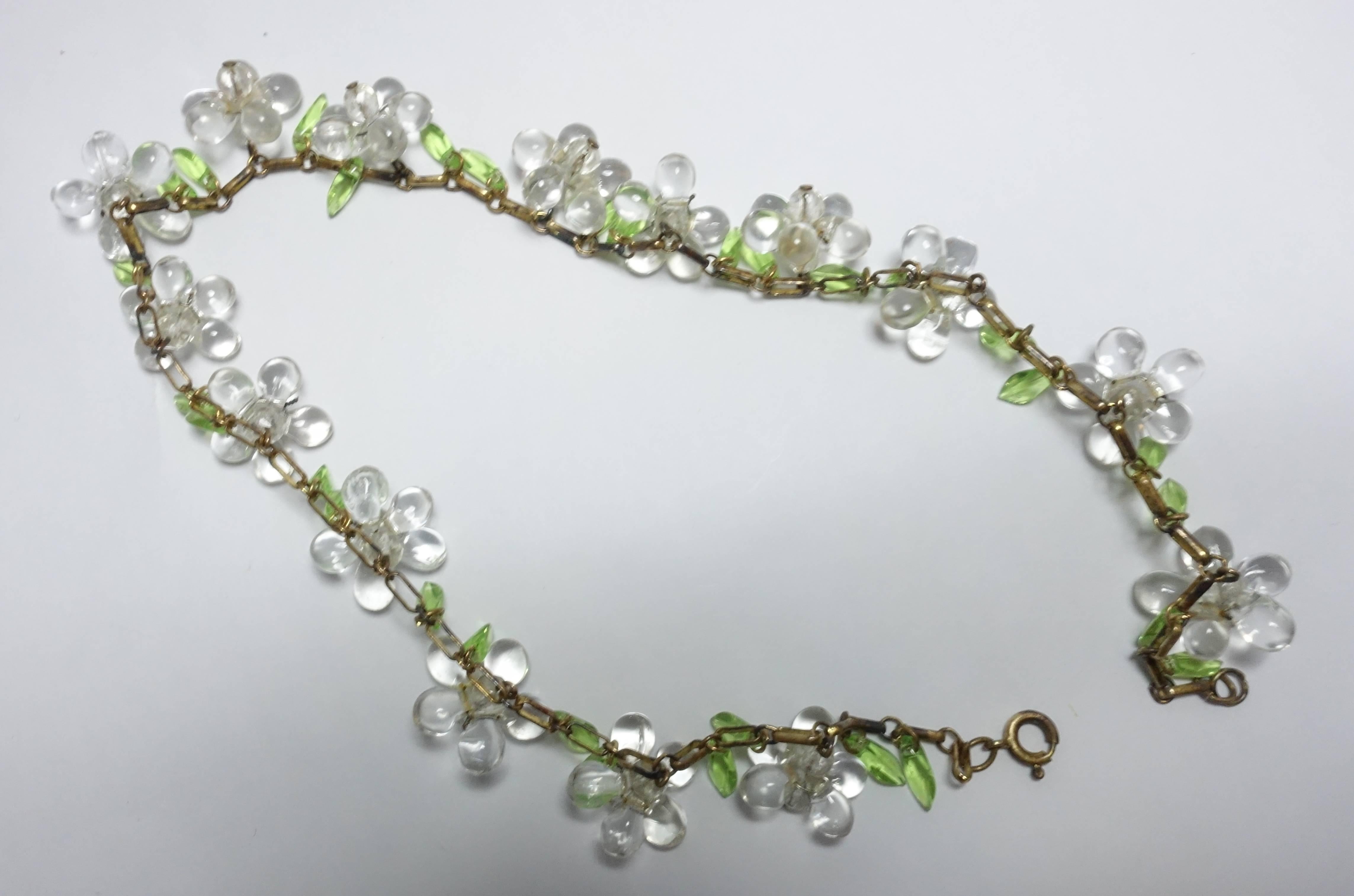Vintage 1930s Early Haskell Glass Floral Necklace 1