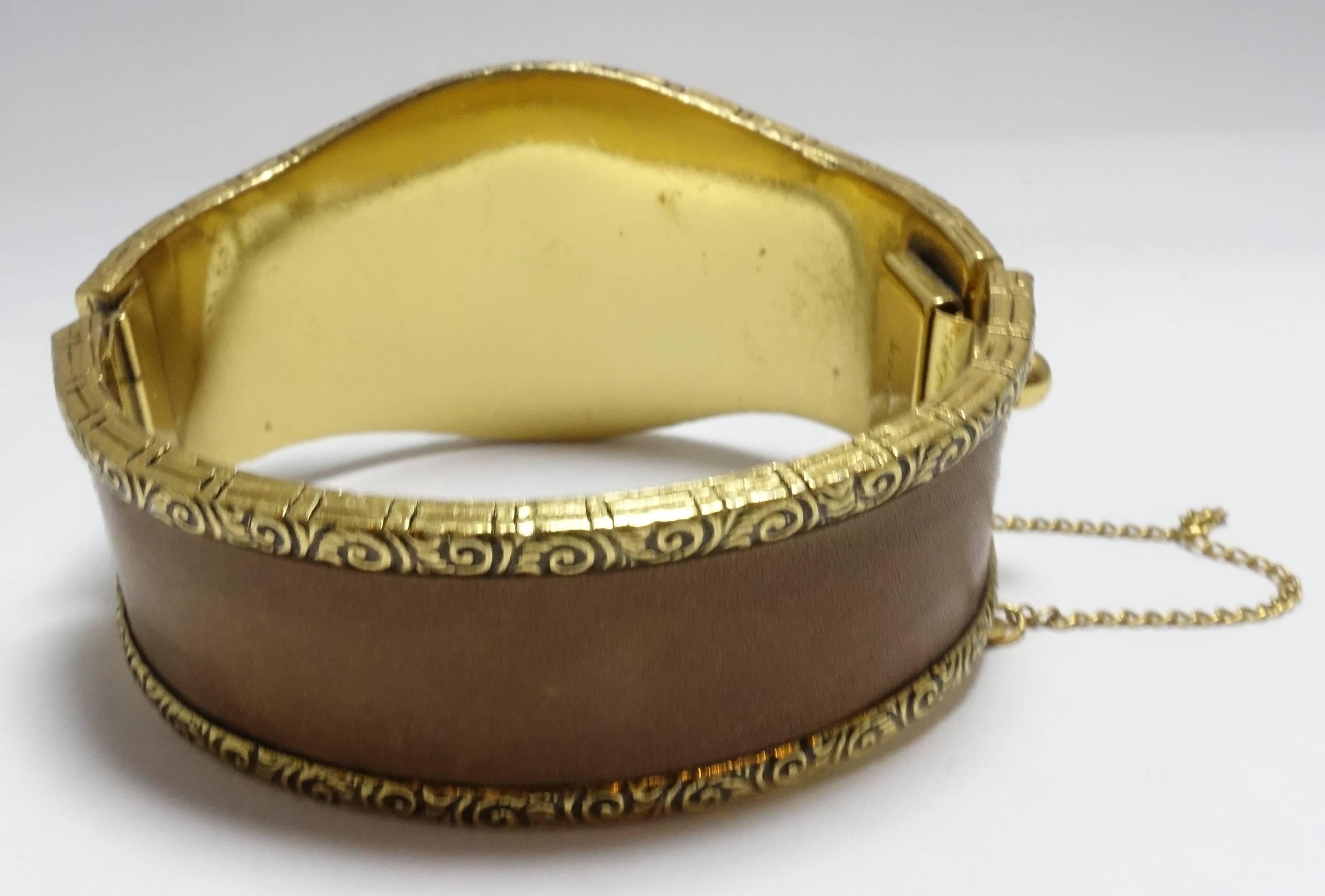 Vintage 1960s Bergere Leather Cuff Bracelet In Excellent Condition In New York, NY