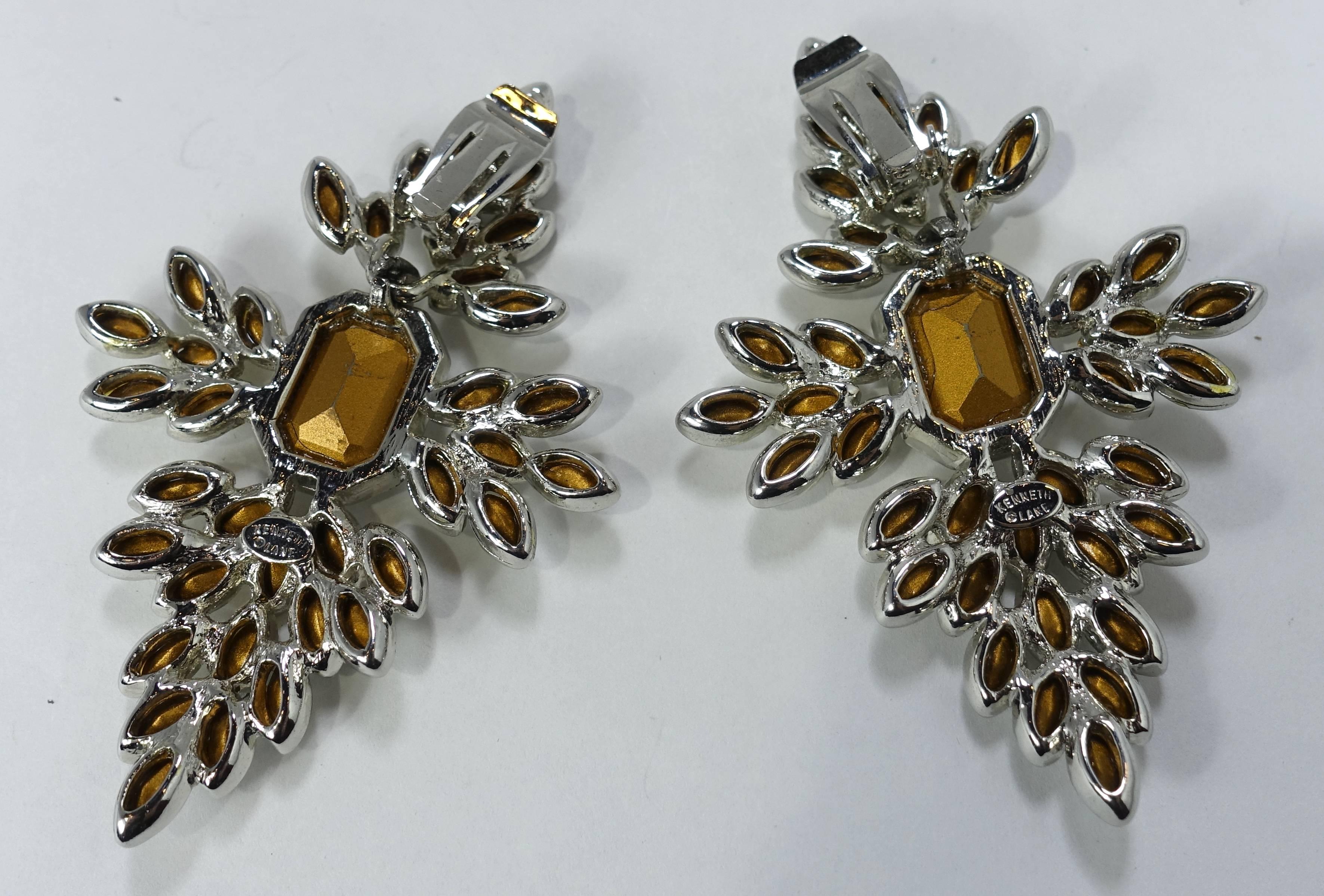 Kenneth Jay Lane Long Very Glitzy Crystal Earrings In Excellent Condition In New York, NY