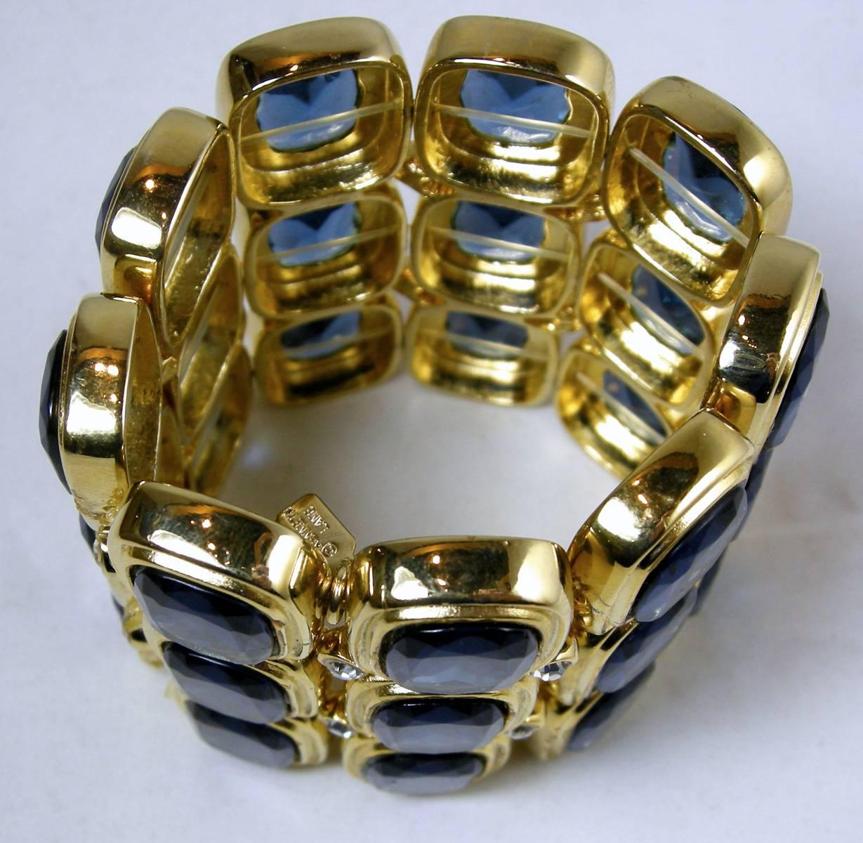 Kenneth Jay Lane Blue Rhinestone Stretch Bracelet 1