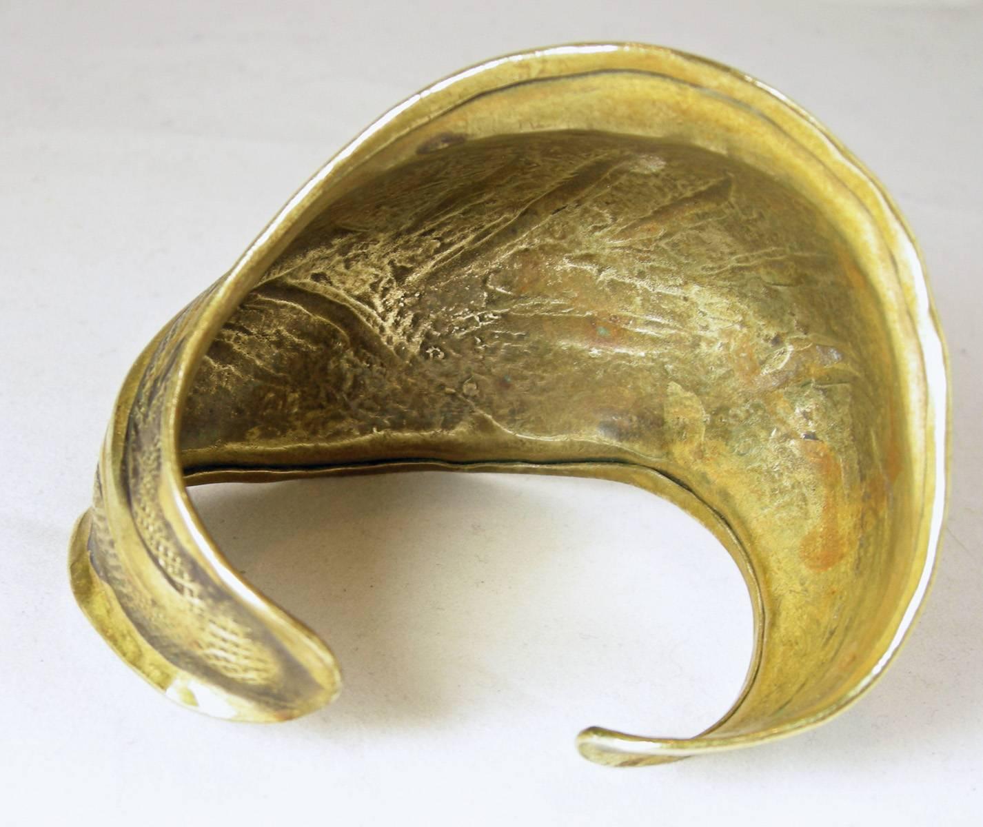 Vintage 1970s Bronze Cuff Bracelet In Excellent Condition In New York, NY