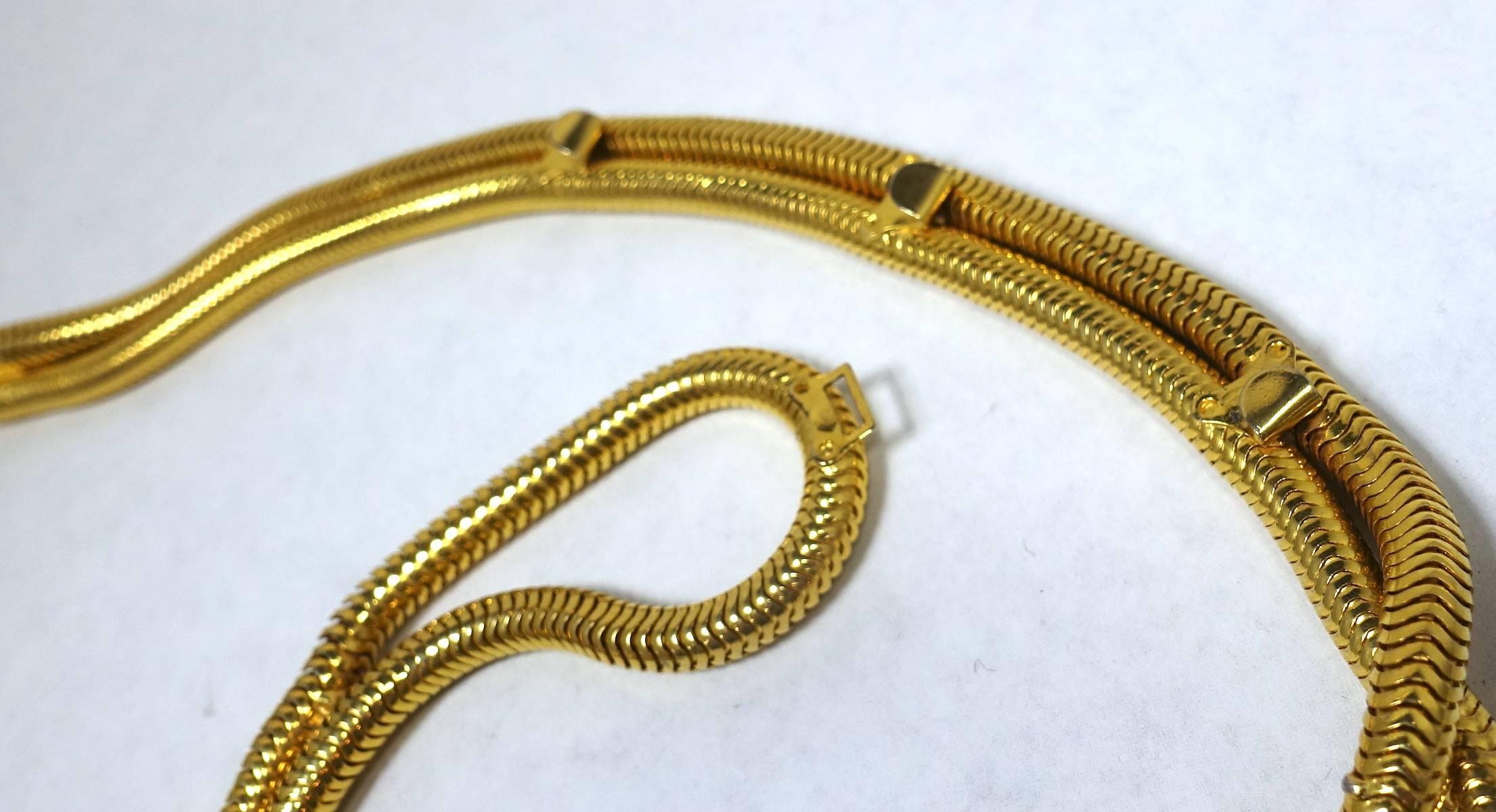 Vintage Signed Dior Snake Link Tassels Belt In Excellent Condition In New York, NY