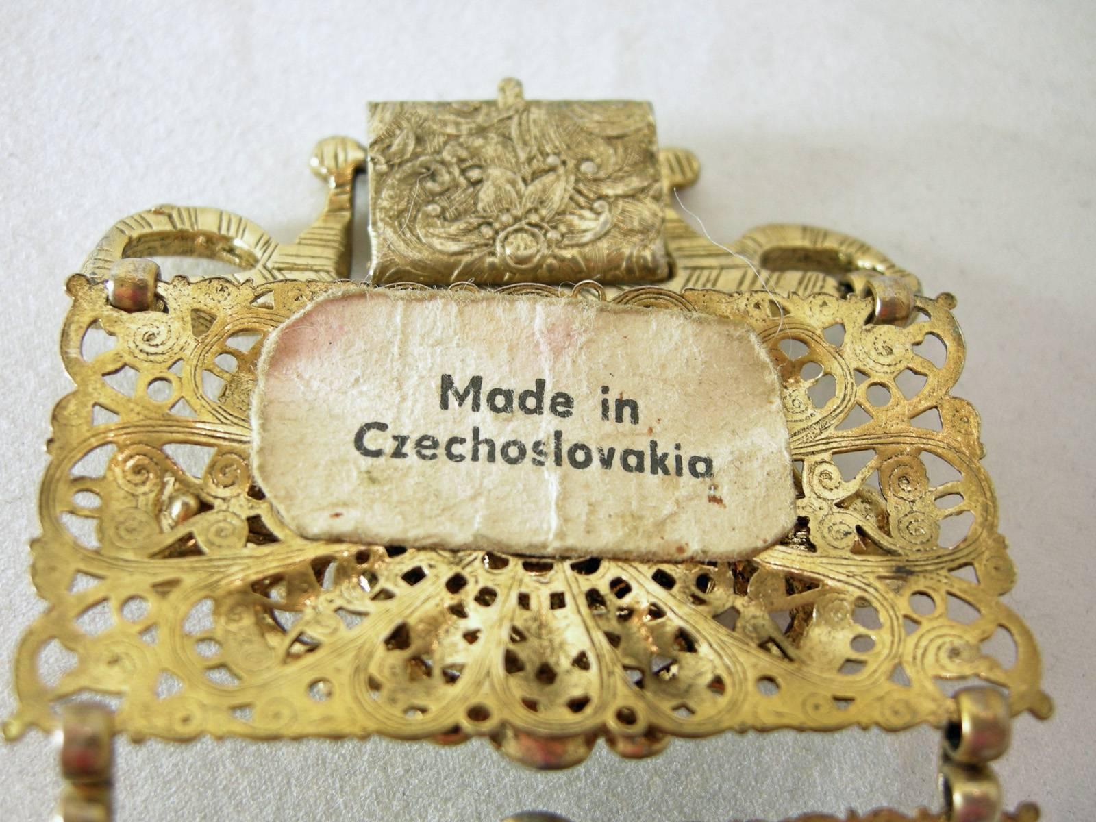 Vintage Czech Filigree Bracelet In Excellent Condition In New York, NY