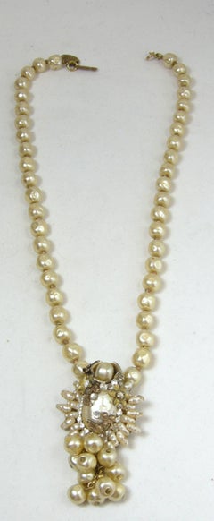 Early Haskell Faux Baroque Pearl Drop Necklace