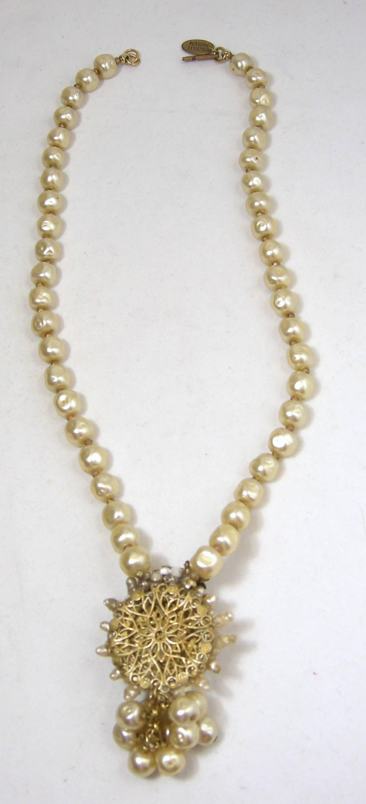 Early Haskell Faux Baroque Pearl Drop Necklace For Sale at 1stDibs | sn9623
