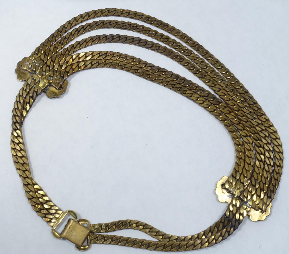 Vintage Deco 5-Strand Gold Tone Necklace In Excellent Condition In New York, NY