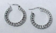 Vintage Clear Rhinestone Hoop Huggie Earrings