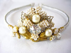 Rare Vintage Miriam Haskell Faux Pearl Tiara/Headband