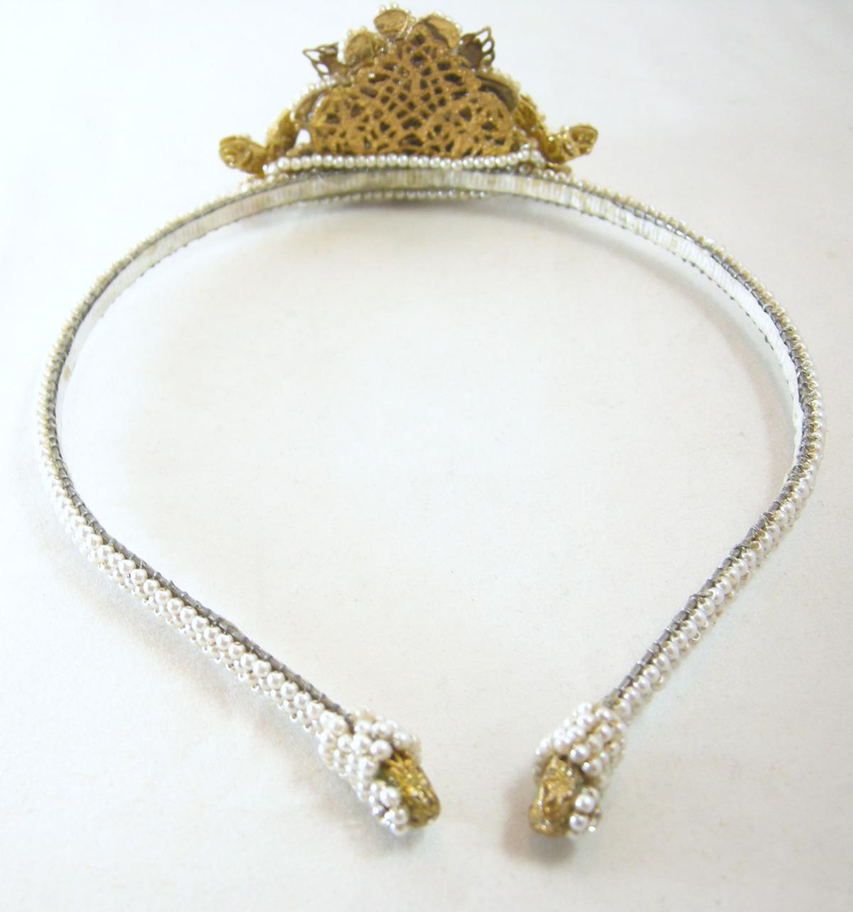 Rare Vintage Miriam Haskell Faux Pearl Tiara/Headband In Excellent Condition For Sale In New York, NY