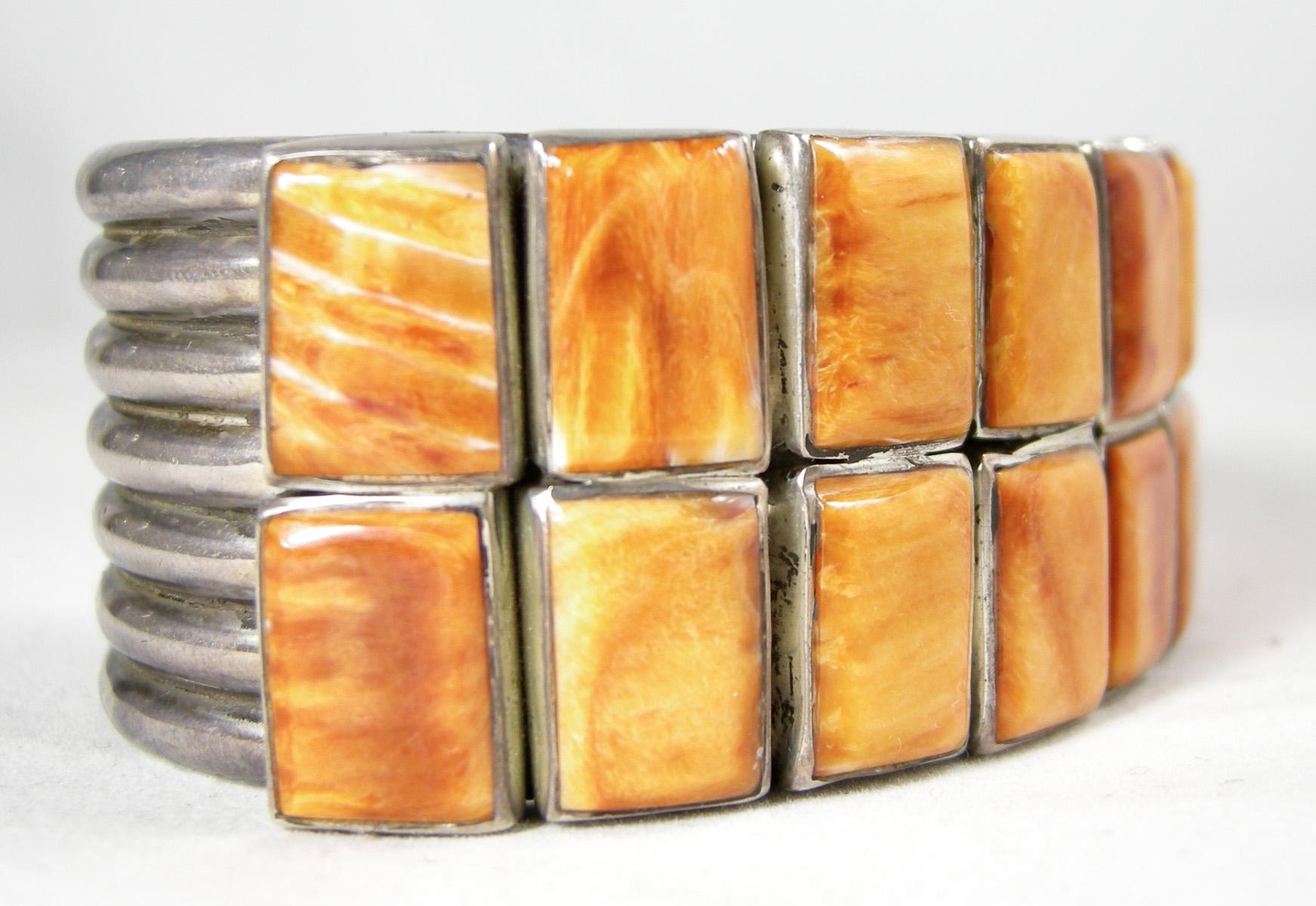 Vintage Navajo Pawn Spiny Oyster Shell Cuff For Sale 1