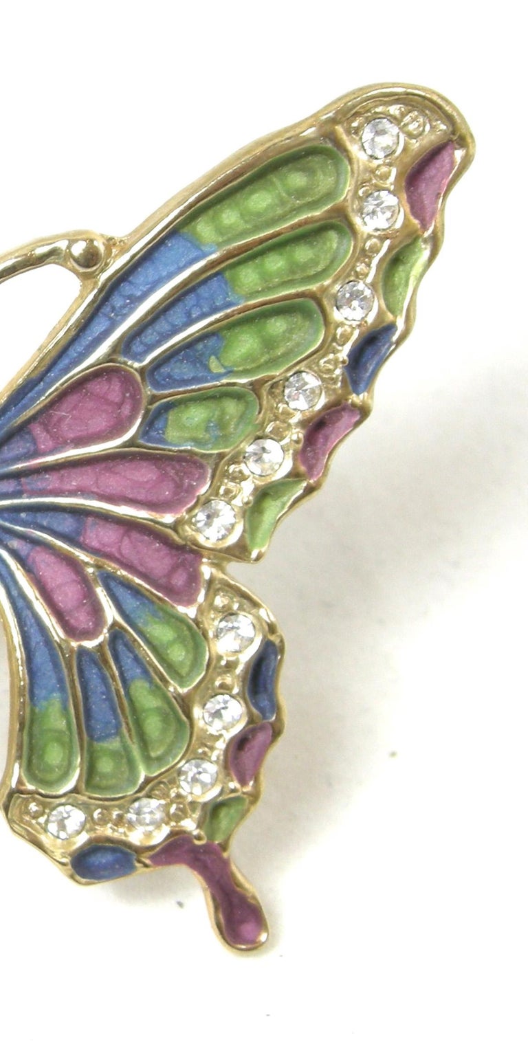Vintage Colorful Butterfly Pin For Sale at 1stDibs