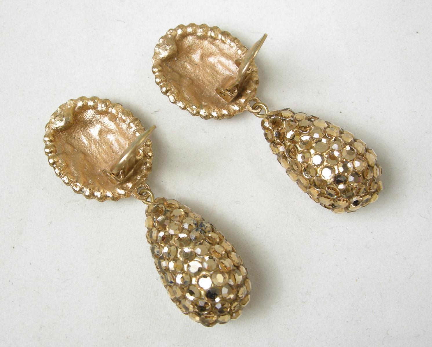 gold rhinestone drop earrings