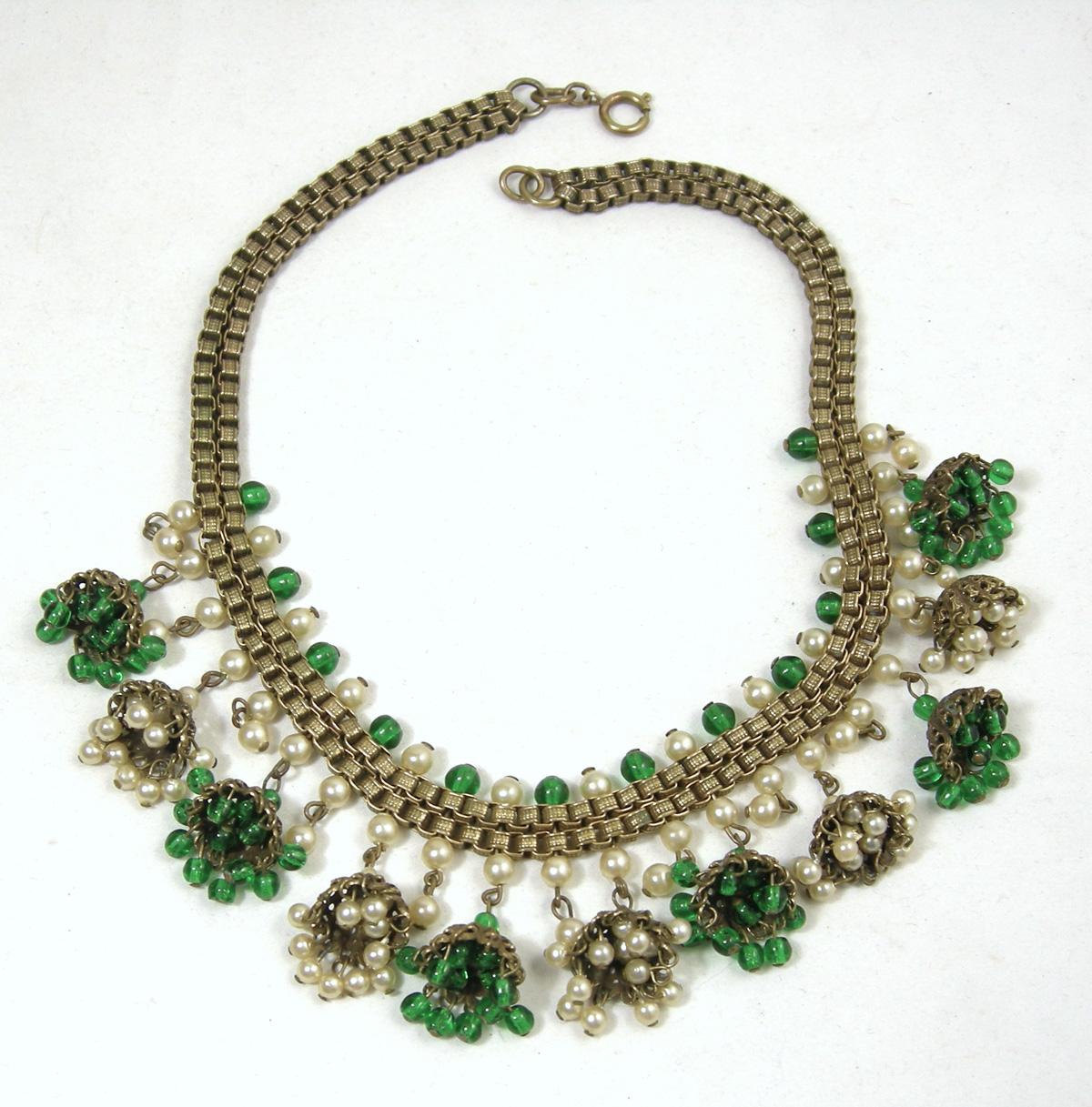 Vintage Highly Collectible 1930s Early Haskell French Glass Necklace In Excellent Condition For Sale In New York, NY