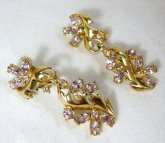 Vintage Signed Hollycraft Dangling Faux Amethyst Earrings