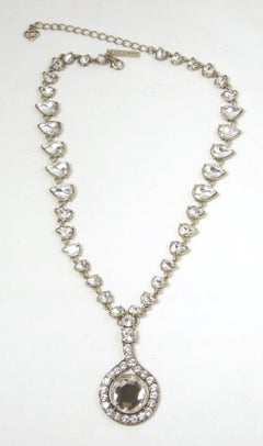 Oscar de la Renta Vintage Clear Crystal Drop Necklace