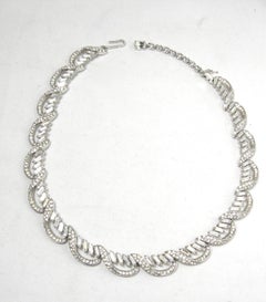 Trifari Vintage Rhinestone Baguette Necklace