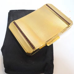 Vintage Deco 1940’s Stratten England Gold & Ruby Rhinestone Compact