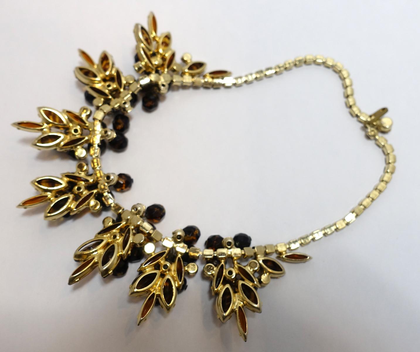 Vintage Topaz Rhinestone Bib Necklace – Juliana? For Sale 1
