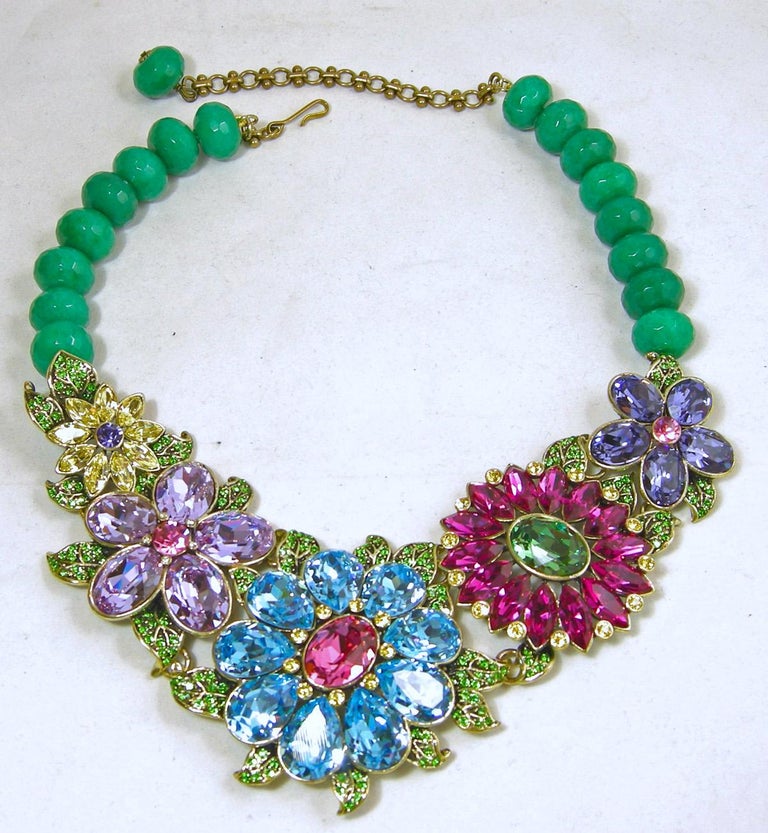 Heidi Daus Multicolor Floral Necklace For Sale at 1stDibs