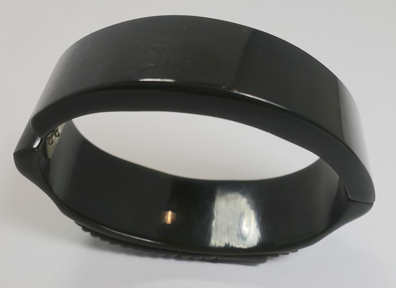 Black Bakelite Vintage Clamper Bracelet 1