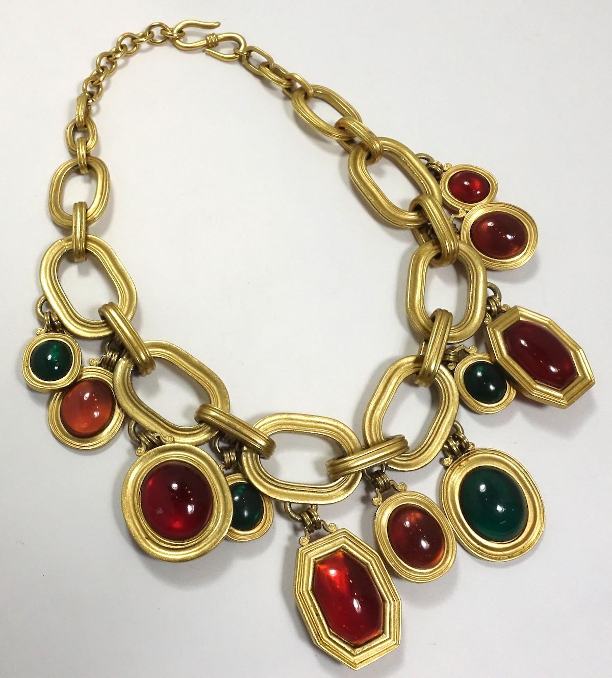 Vintage Important Signed Yves St. Laurent  Poured Glass Drops Necklace In Good Condition For Sale In New York, NY
