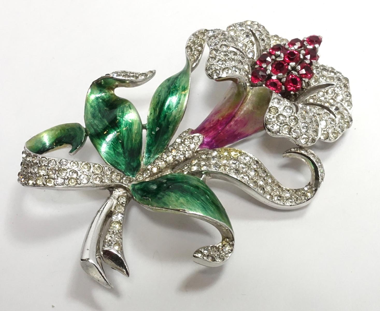 Rare Vintage Signed MB Marcel Boucher 3-Dimensional Orchid Brooch In Good Condition In New York, NY