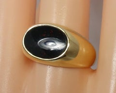 Vintage Signed TIFFANY 14kt Gold & Blood Stone Ring, Size 9