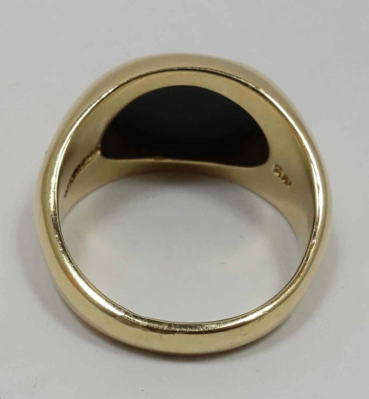 Vintage Signed TIFFANY 14kt Gold & Blood Stone Ring, Size 9 For Sale 2