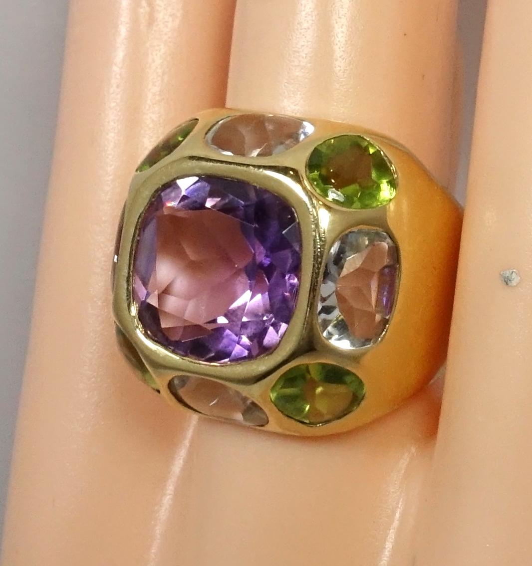 aquamarine and peridot ring