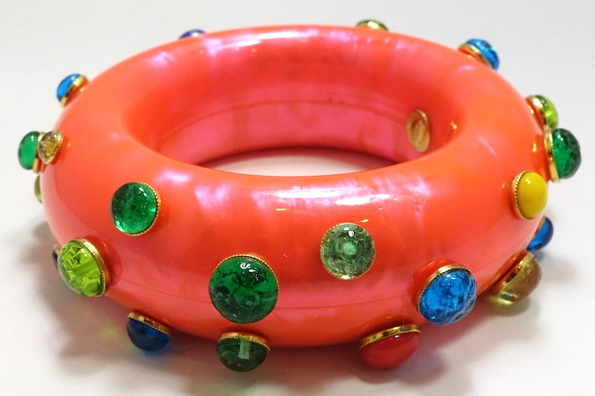 Women's Vintage Signed Dominique Aurientis Paris Multi-Color Bangle Bracelet