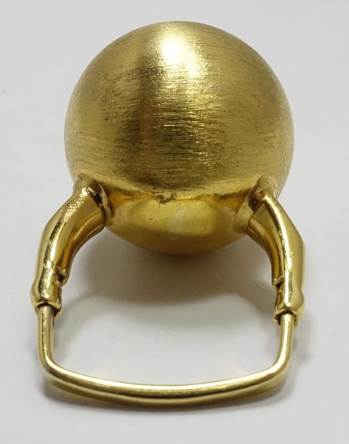 Women's or Men's Vintage 1970s Large Gold Ball Ring, Sz 6.5