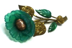 Vintage Green Floral Brooch