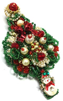 Vintage Signed ANKA Christmas Holiday Tree Brooch